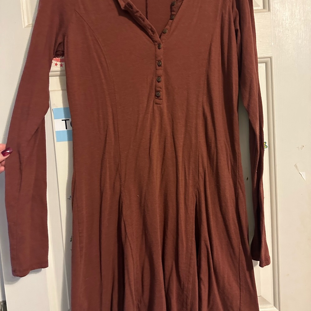 Free People Rust Long Sleeve Dress